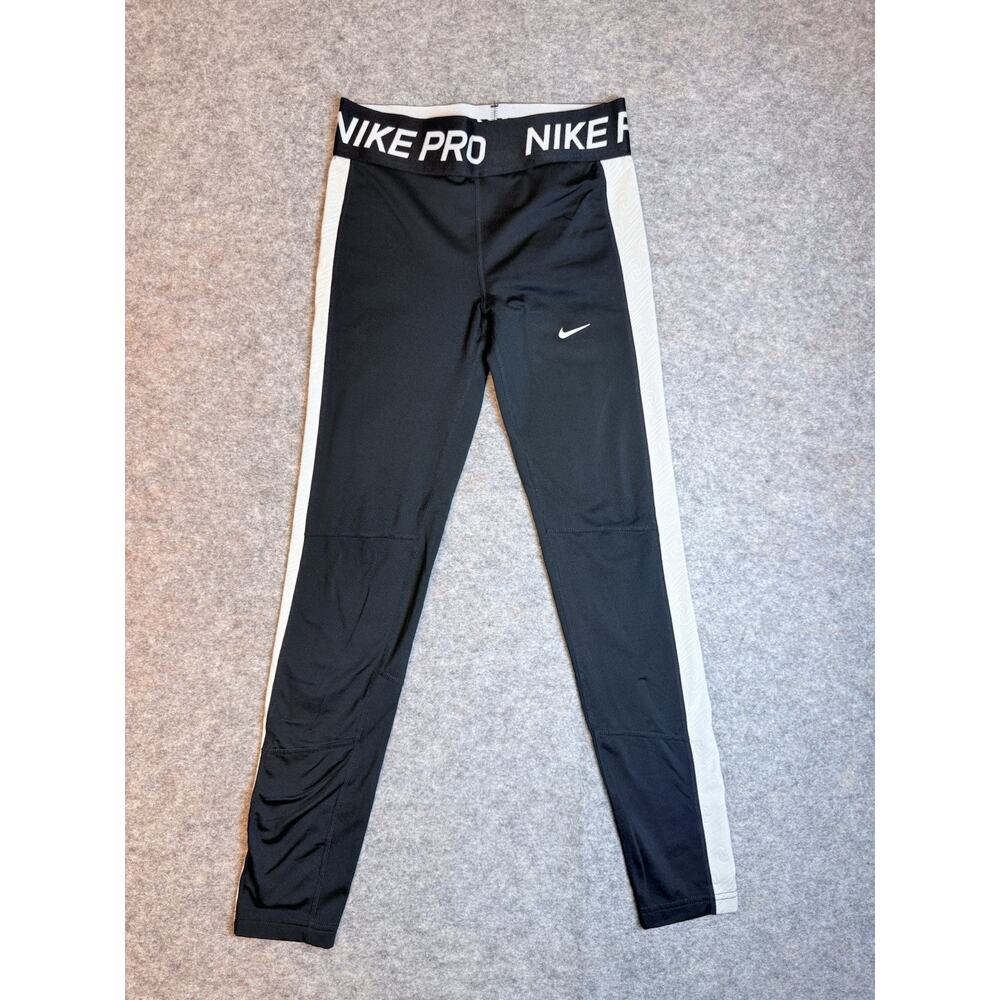 NIKE DRI-FIT PRO Size XL Girls Black Stretch Athletic Compression Leggings